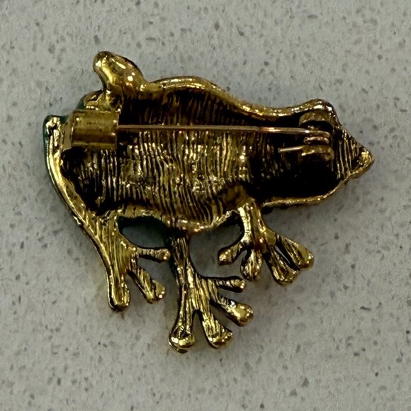 Green Frog Brooch with Crystals NWOT - Picture 3 of 4